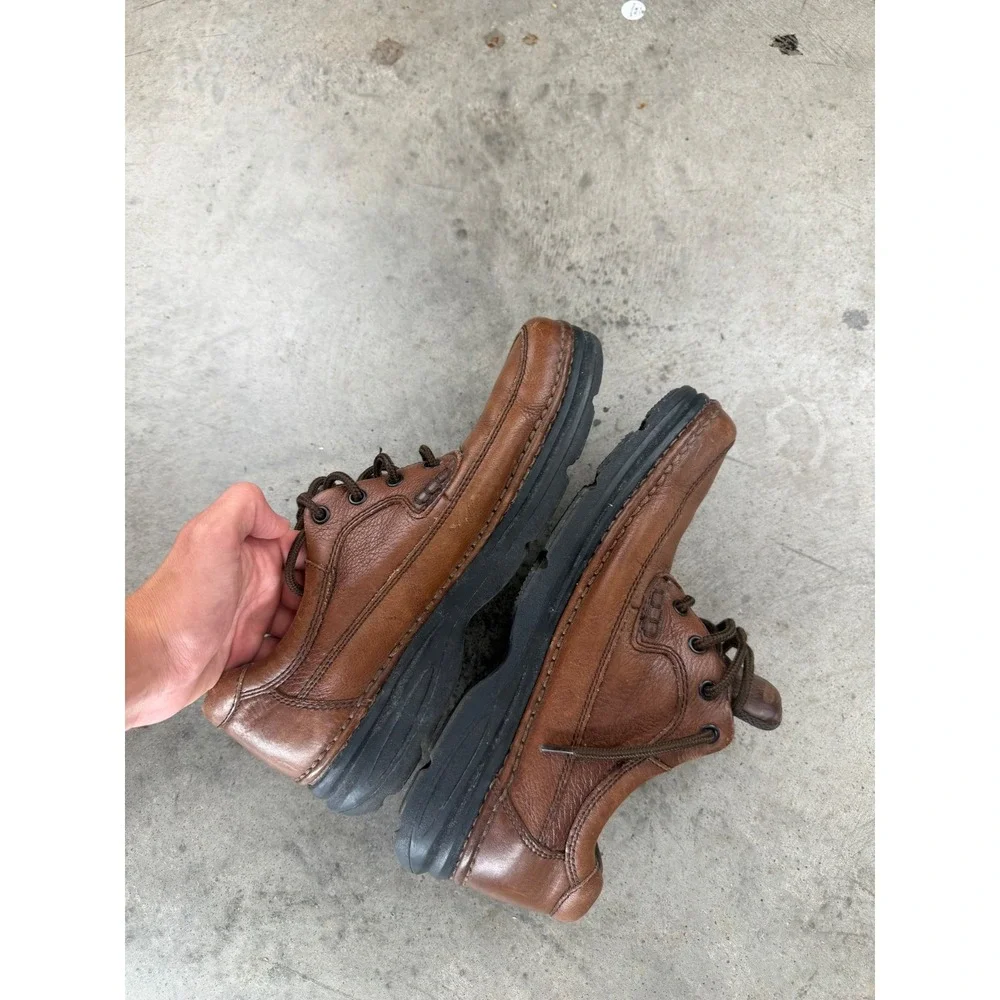 Vintage Low Boot Nunn Bush Mens Brown Leather Moc Toe Chunky Oxfords Size 10.5